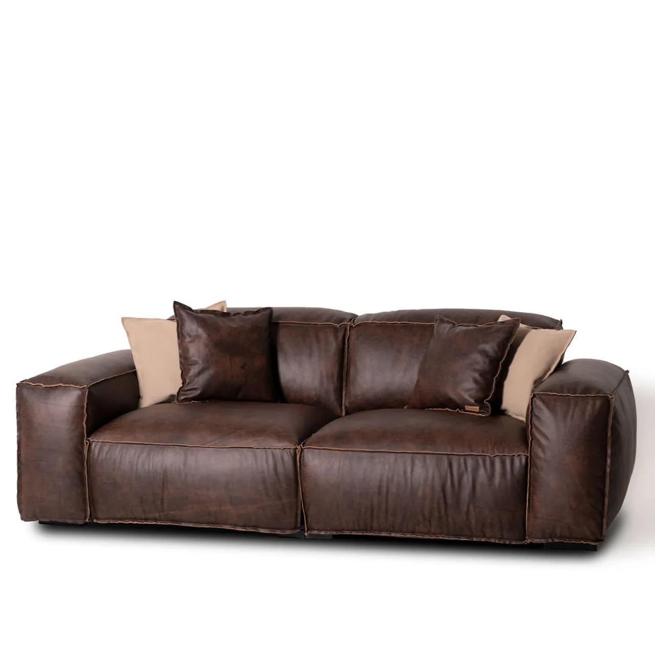 Mantellassi 1926 Sofas<Placido brown leather modular sofa