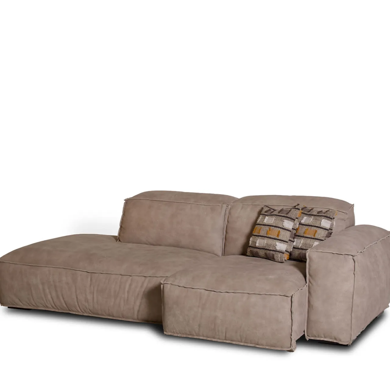 Mantellassi 1926 Sofas<Placido Gray Leather Sofa with Free Side