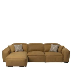 Mantellassi 1926 Sofas<Placido ocher yellow leather modular sofa with chaise longue