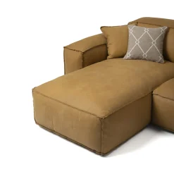 Mantellassi 1926 Sofas<Placido ocher yellow leather modular sofa with chaise longue