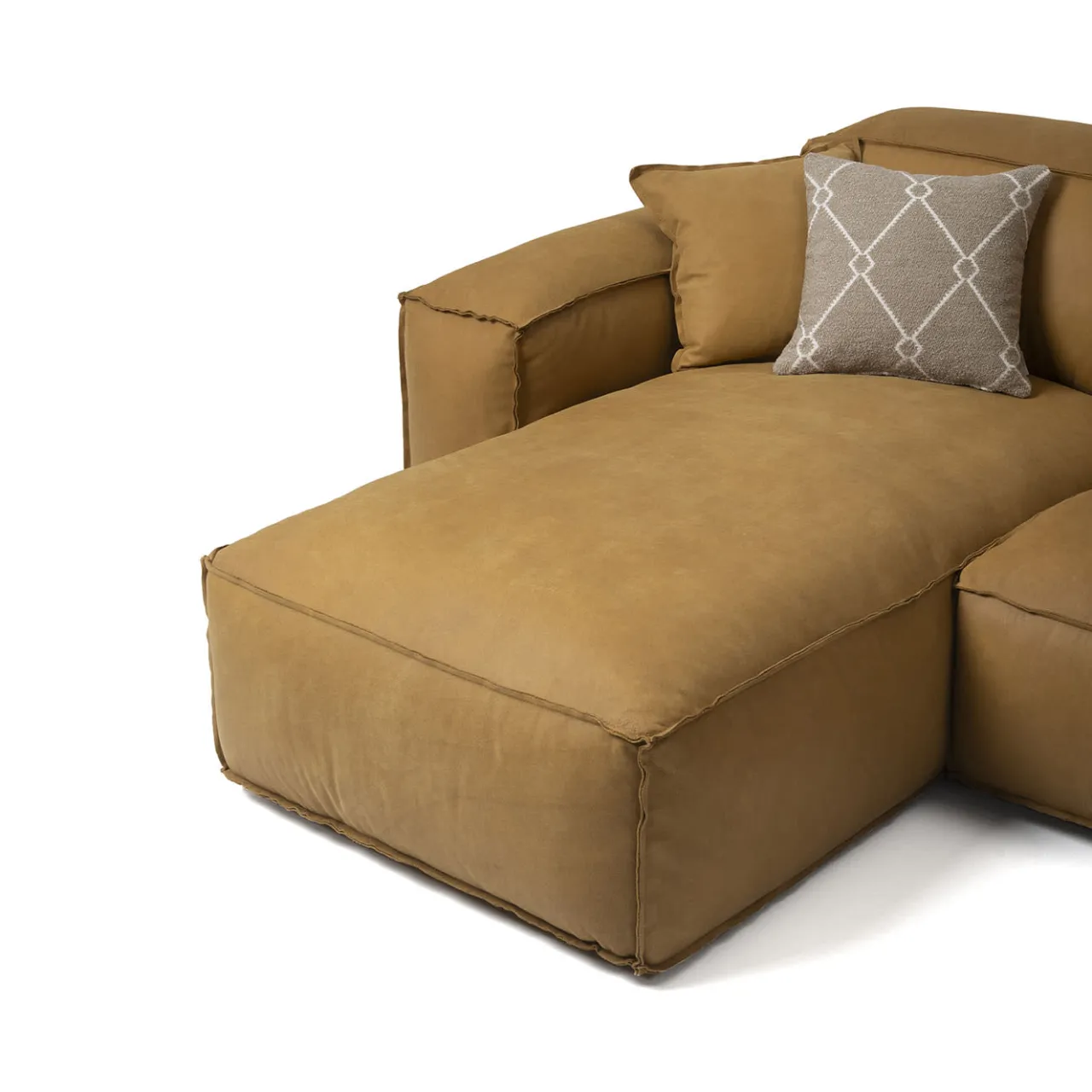 Mantellassi 1926 Sofas<Placido ocher yellow leather modular sofa with chaise longue