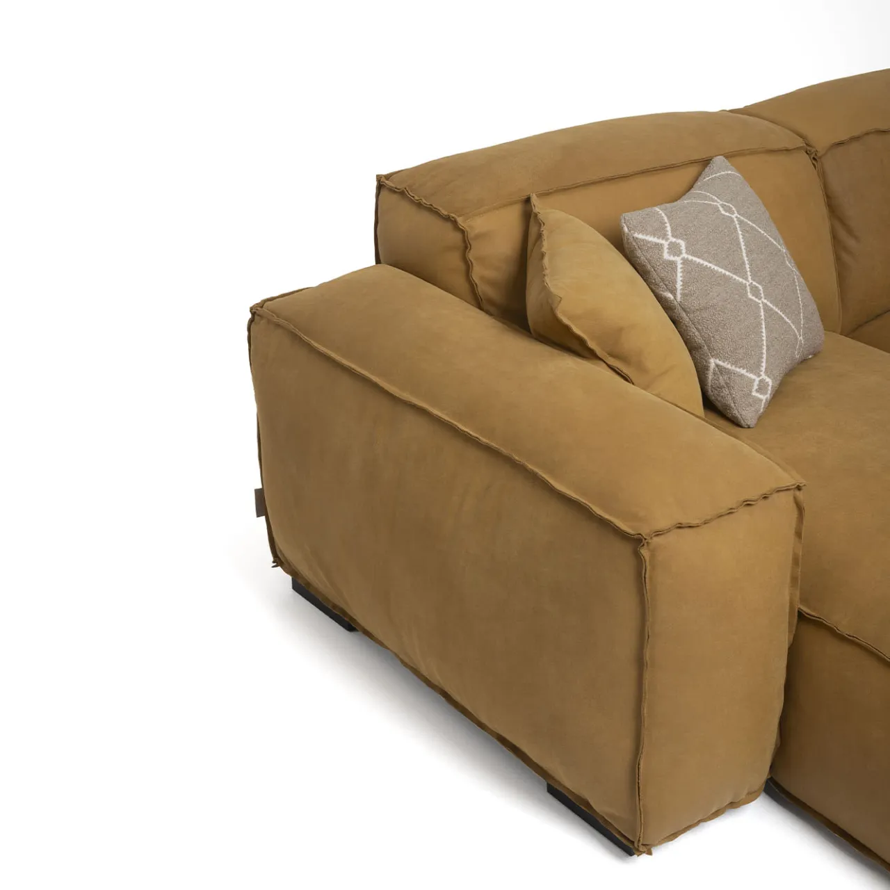 Mantellassi 1926 Sofas<Placido ocher yellow leather modular sofa with chaise longue