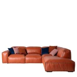 Mantellassi 1926 Sofas<Placido orange leather corner sofa