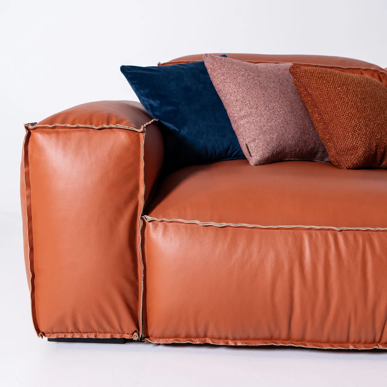 Mantellassi 1926 Sofas<Placido orange leather corner sofa