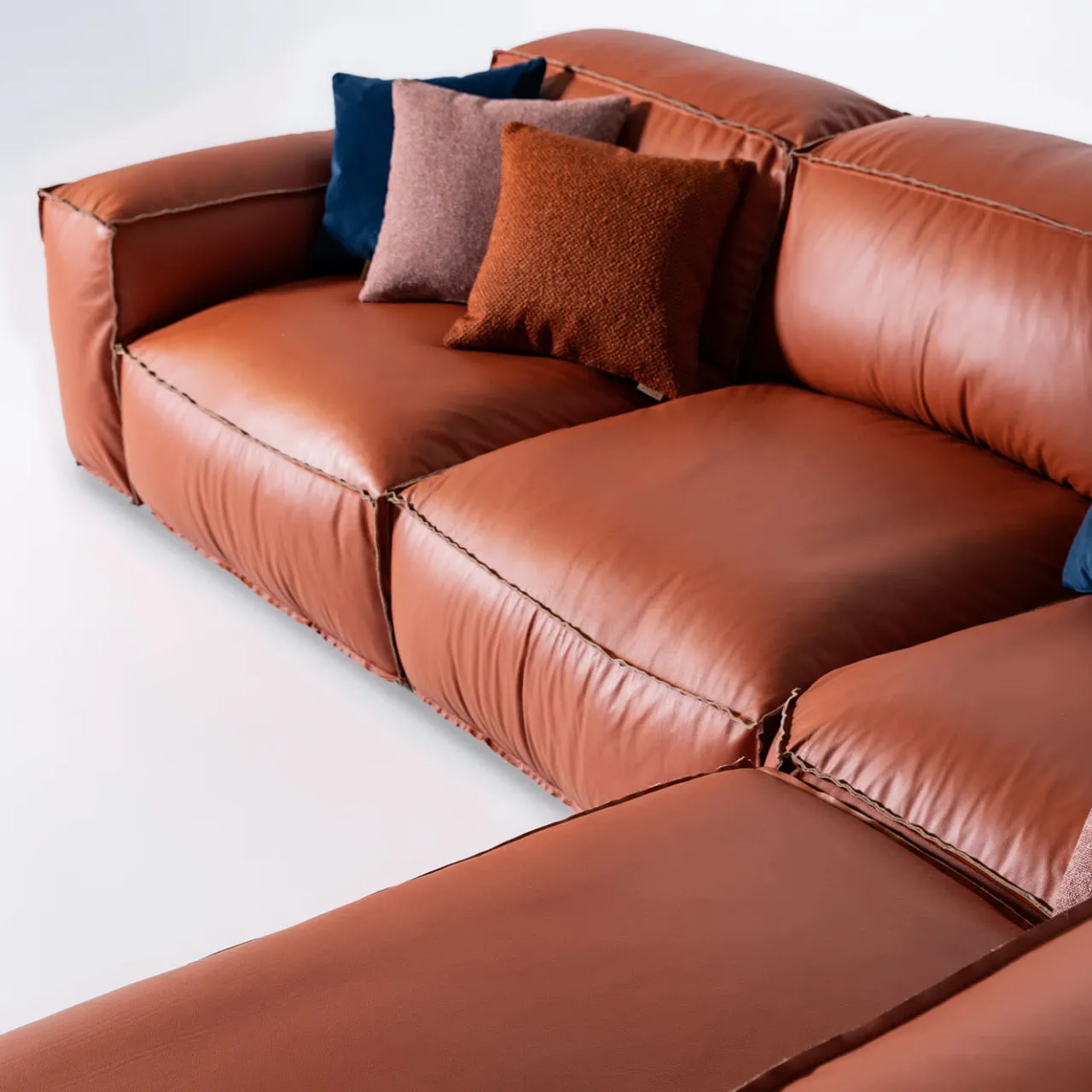 Mantellassi 1926 Sofas<Placido orange leather corner sofa