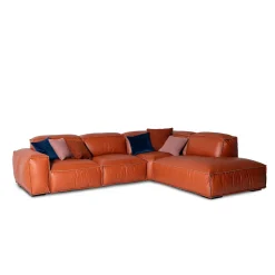 Mantellassi 1926 Sofas<Placido orange leather corner sofa