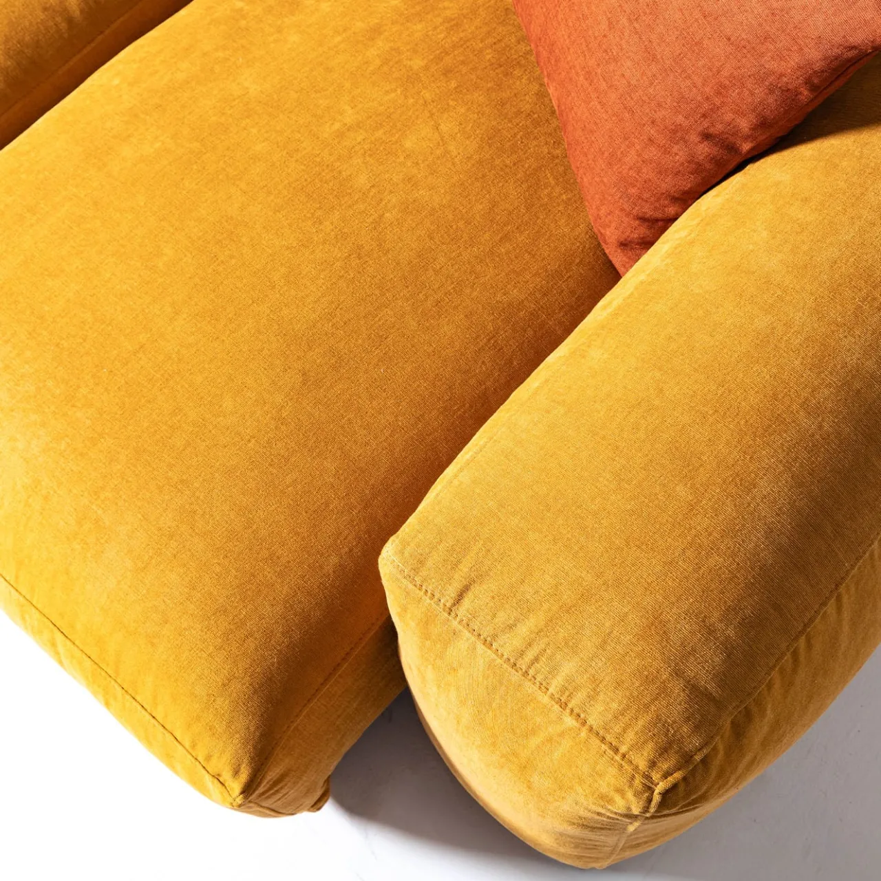 Mantellassi 1926 Sofas<Placido Yellow Fabric 3-Seater Sofa