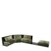 Fratelli Boffi Sofas<Platea Modular L-Shaped Green Velvet with Pouf Sofa by Storagemilano