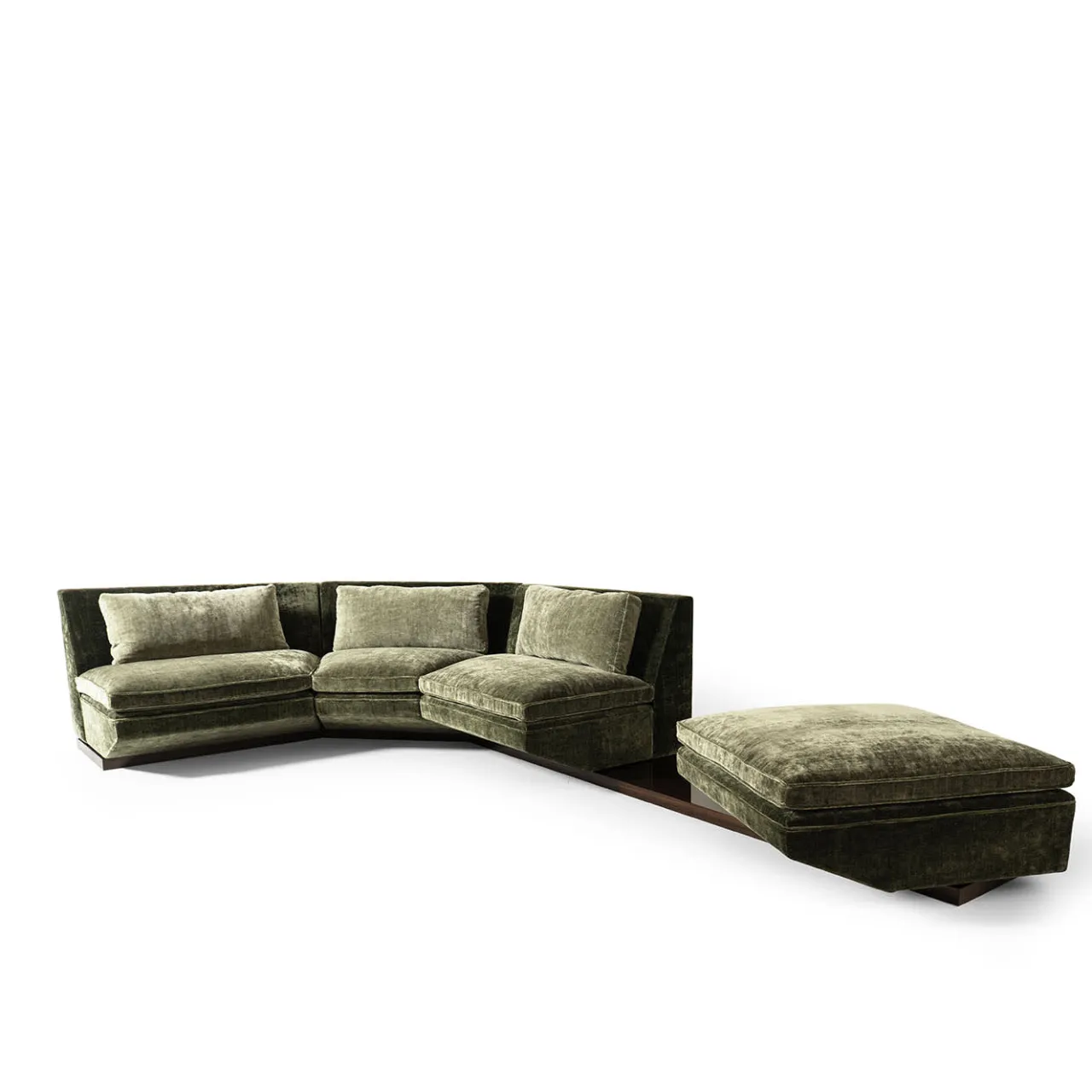 Fratelli Boffi Sofas<Platea Modular L-Shaped Green Velvet with Pouf Sofa by Storagemilano