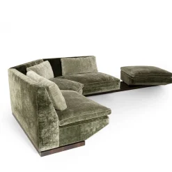 Fratelli Boffi Sofas<Platea Modular L-Shaped Green Velvet with Pouf Sofa by Storagemilano