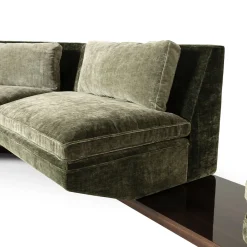 Fratelli Boffi Sofas<Platea Modular L-Shaped Green Velvet with Pouf Sofa by Storagemilano