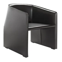 Tecno Spa Office Chairs<Plau Black Leather Armchair by Gabriele & Oscar Buratti
