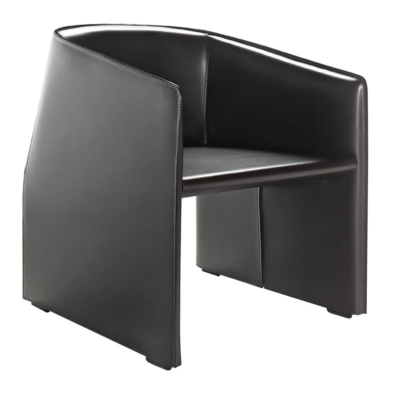 Tecno Spa Office Chairs<Plau Black Leather Armchair by Gabriele & Oscar Buratti