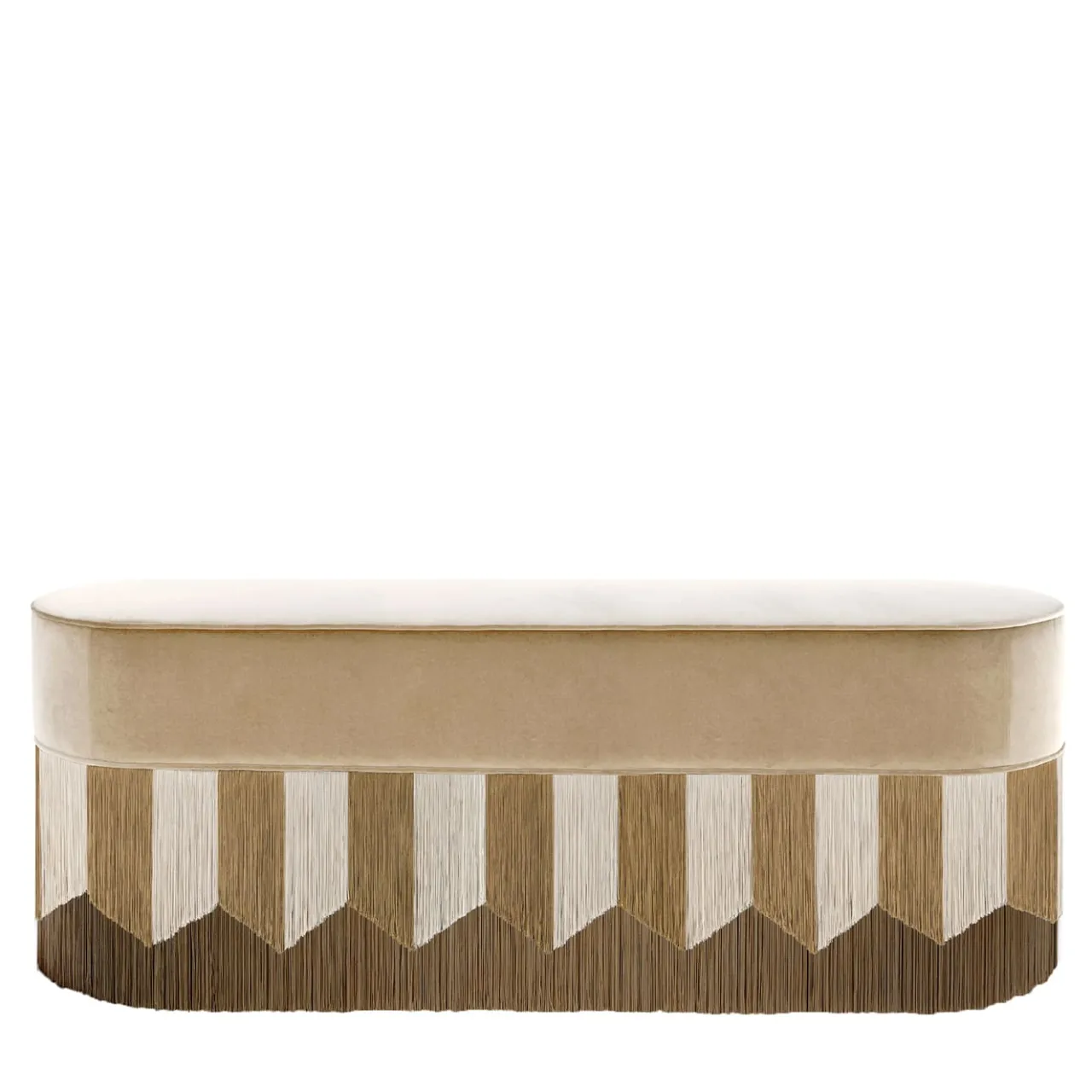 Lorenza Bozzoli Couture Benches<Plissé Beige Velvet Bench