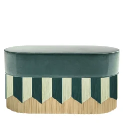 Lorenza Bozzoli Couture Benches<Plissé Oval Green Velvet Bench