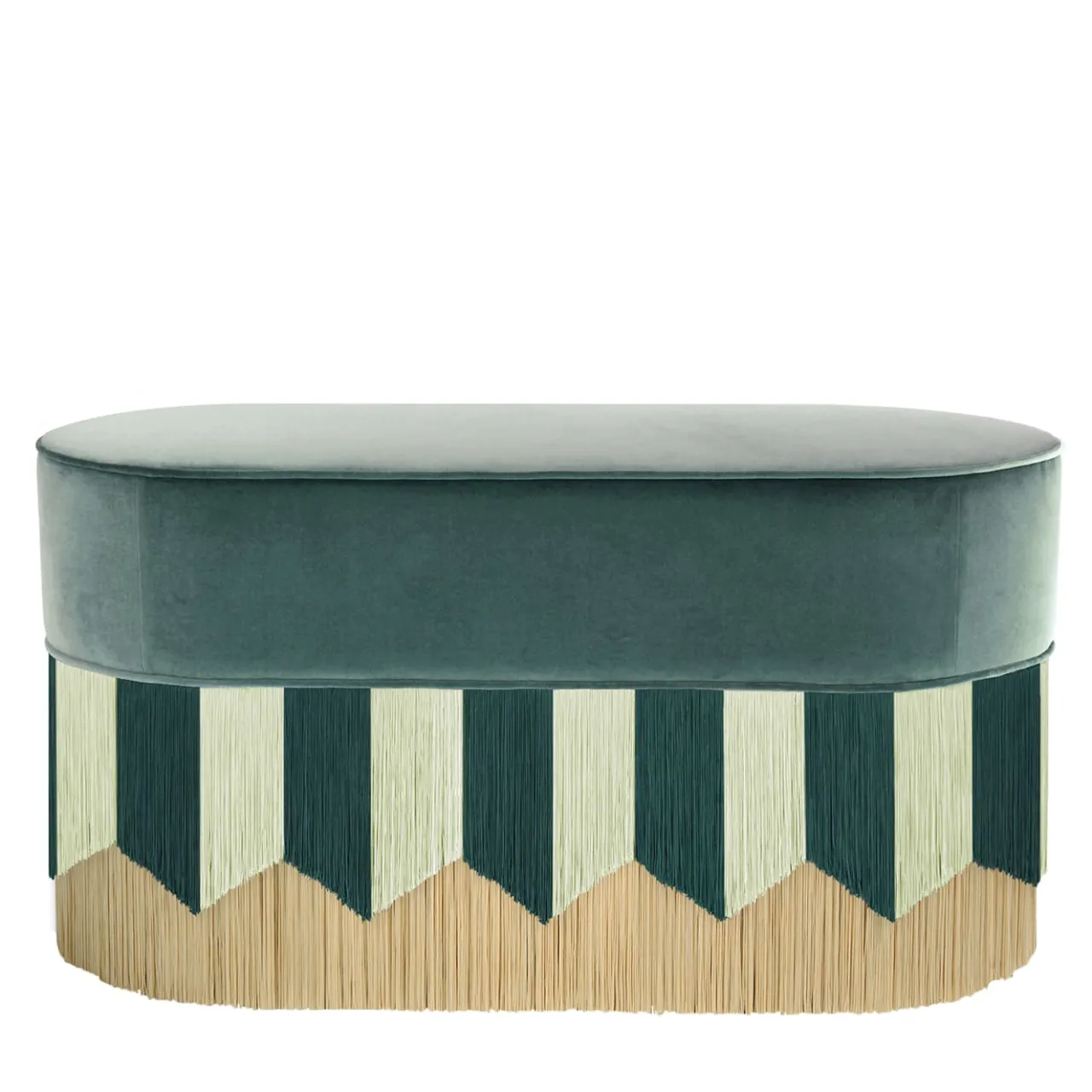 Lorenza Bozzoli Couture Benches<Plissé Oval Green Velvet Bench