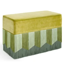Lorenza Bozzoli Couture Benches<Plissé Rectangular Acid Yellow Velvet Bench