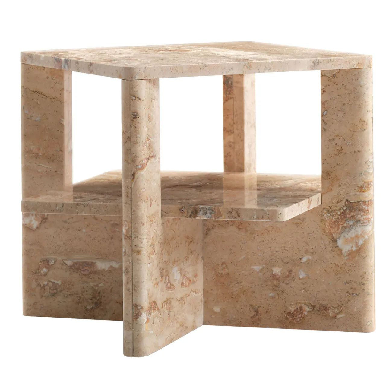 V.L. Lavorazioni In Ferro Side Tables<Plus+Doble Travertine Side Table by Antonio Saporito