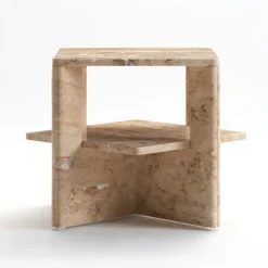 V.L. Lavorazioni In Ferro Side Tables<Plus+Doble Travertine Side Table by Antonio Saporito