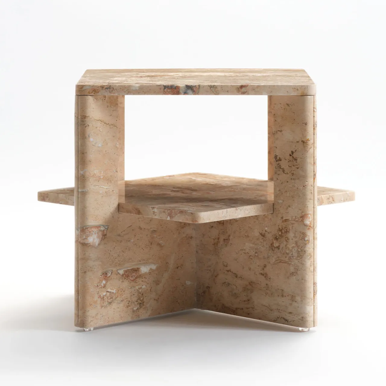 V.L. Lavorazioni In Ferro Side Tables<Plus+Doble Travertine Side Table by Antonio Saporito