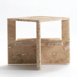 V.L. Lavorazioni In Ferro Side Tables<Plus+Doble Travertine Side Table by Antonio Saporito