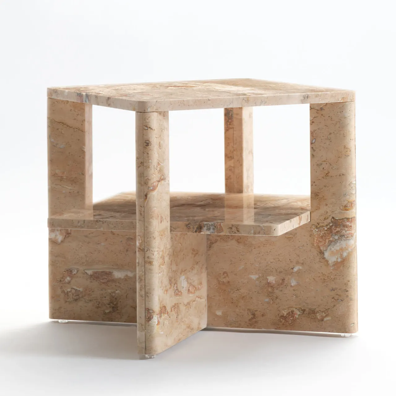 V.L. Lavorazioni In Ferro Side Tables<Plus+Doble Travertine Side Table by Antonio Saporito