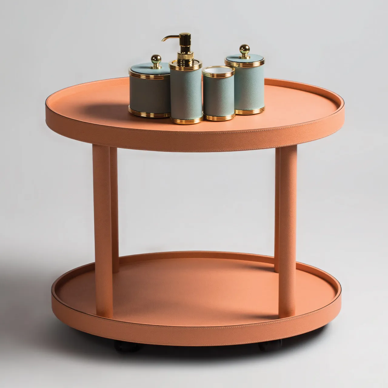 Giobagnara Serving Tables<Polo Trolley 2-Tier Salmon Oval Table