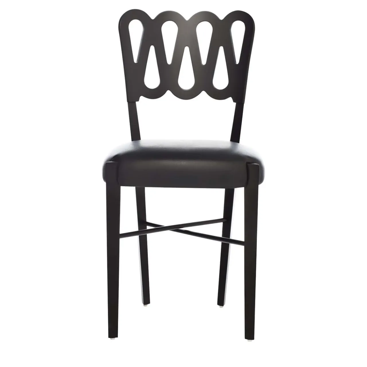 BBB Italia Chairs<Ponti 969 Black Leather Chair by Gio Ponti
