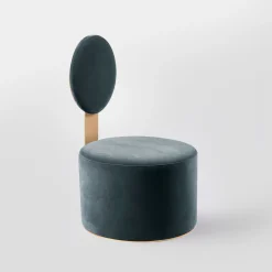 Secolo Lounge Chairs<pop gray velvet and satin brass metal chair