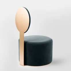 Secolo Lounge Chairs<pop gray velvet and satin brass metal chair