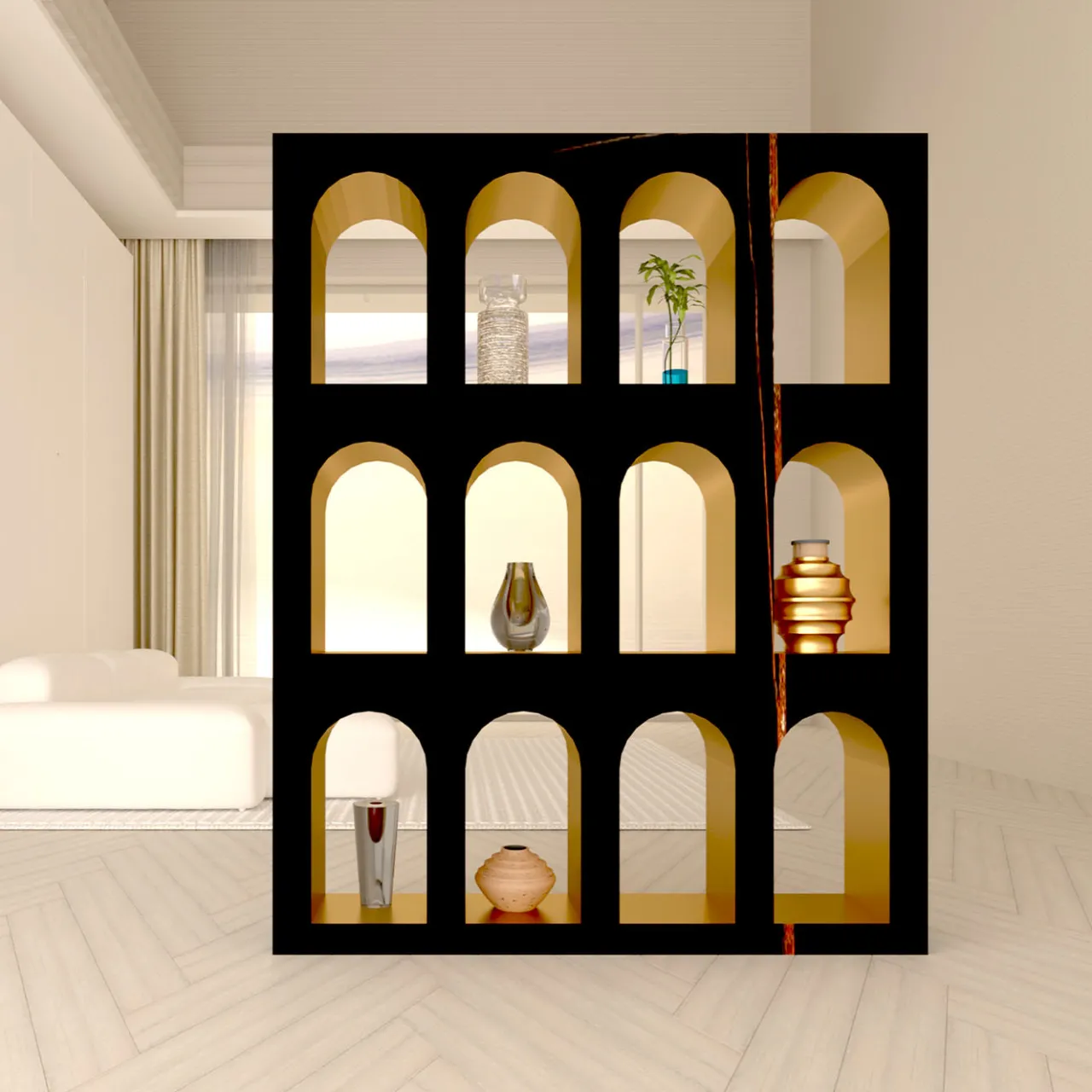 Dimarmo Bookcases<Portici Bookcase in Sahara Noir Marble by Sissy Daniele
