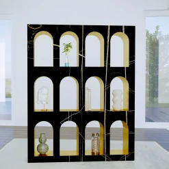 Dimarmo Bookcases<Portici Bookcase in Sahara Noir Marble by Sissy Daniele