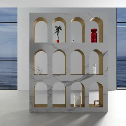 Dimarmo Bookcases<Portici Bookcase in White Carrara Marble by Sissy Daniele
