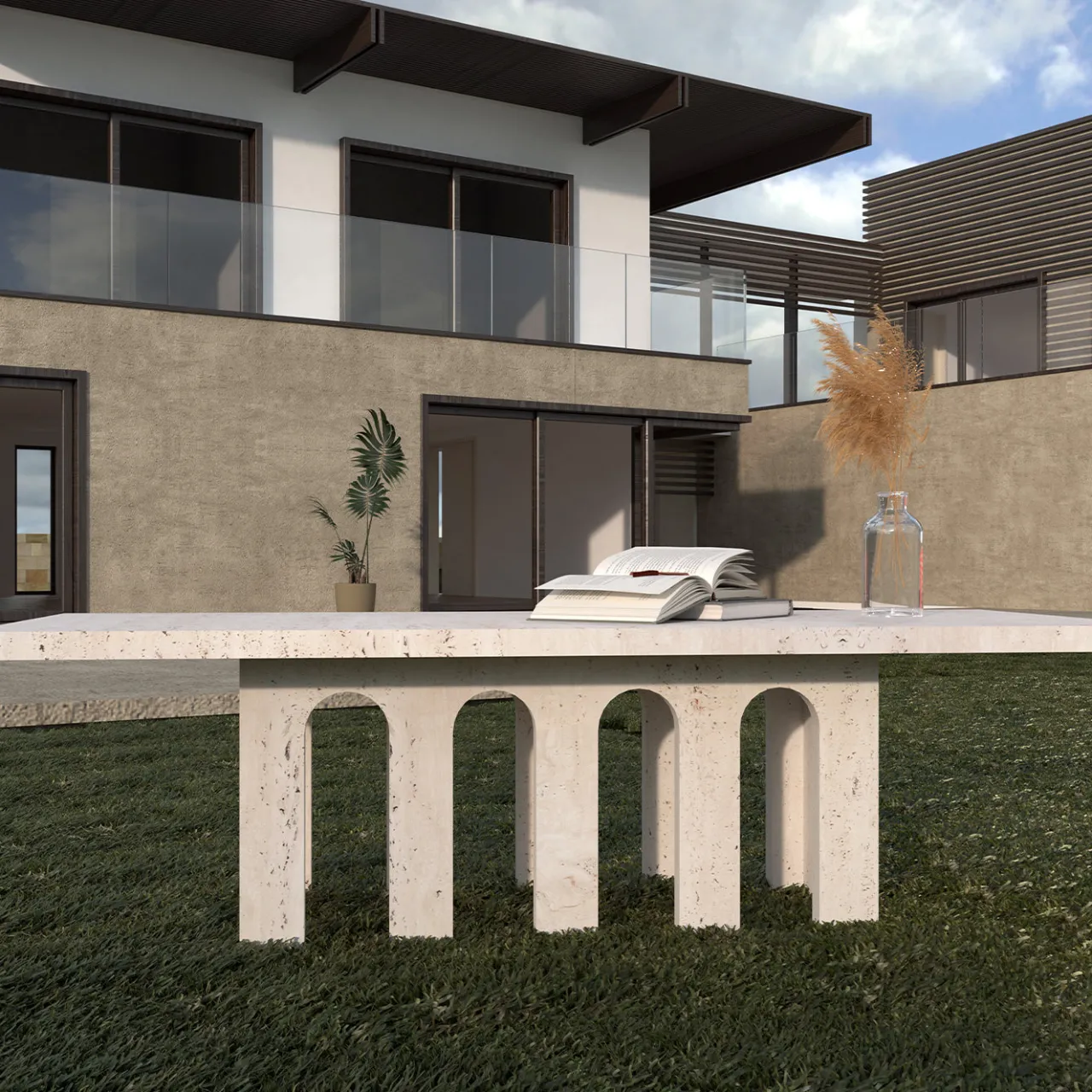 Dimarmo Dining Tables<Portici Travertino Marble Dining Table