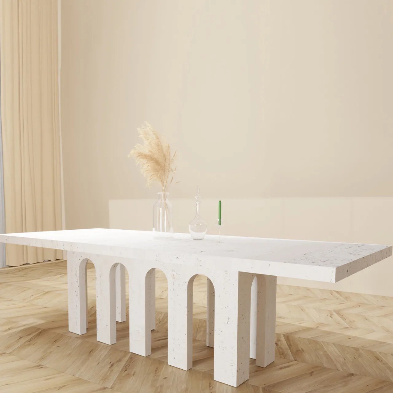 Dimarmo Dining Tables<Portici Travertino Marble Dining Table