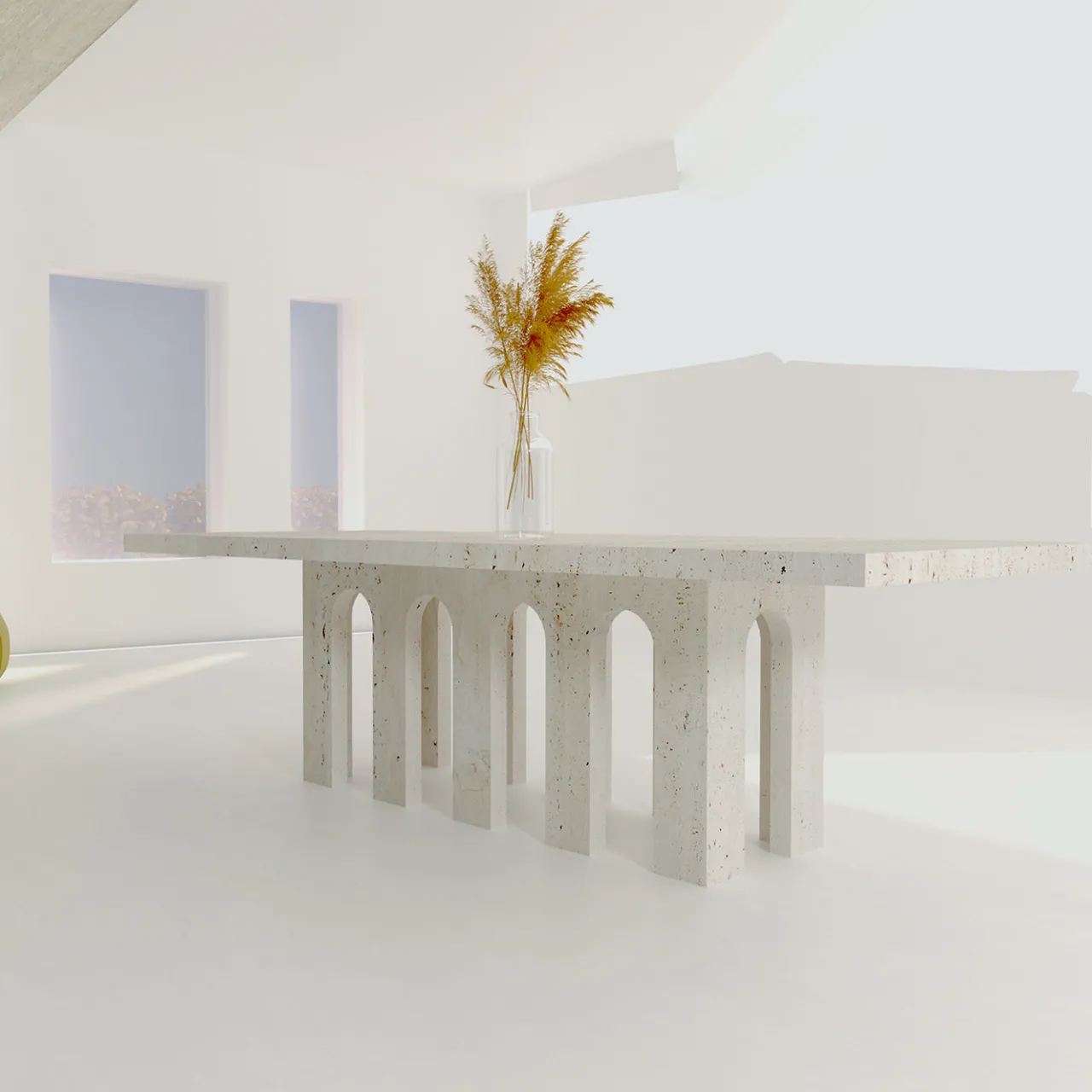 Dimarmo Dining Tables<Portici Travertino Marble Dining Table
