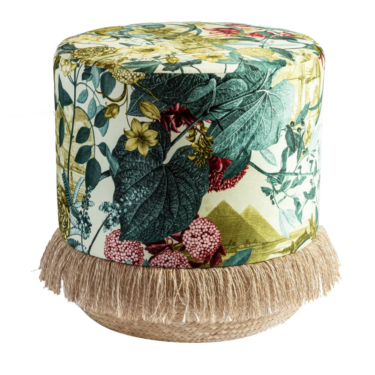 Grand Tour by Vito Nesta Ottomans & Poufs<Pouf Notti d'Oriente with botanical fantasy and basket base