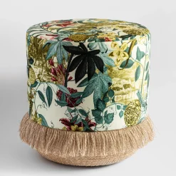 Grand Tour by Vito Nesta Ottomans & Poufs<Pouf Notti d'Oriente with botanical fantasy and basket base