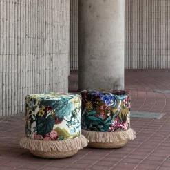 Grand Tour by Vito Nesta Ottomans & Poufs<Pouf Notti d'Oriente with botanical fantasy and basket base