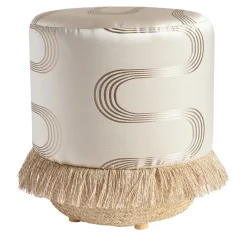 Grand Tour by Vito Nesta Ottomans & Poufs<Pouf Vague Ivory with Rubelli archive fabric and basket base