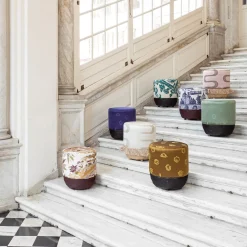Grand Tour by Vito Nesta Ottomans & Poufs<Pouf Vague Pink with Rubelli archive fabric and basket base