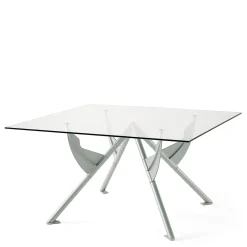 Baleri Italia Dining Tables<President M Polished Aluminum and Glass Dining Table