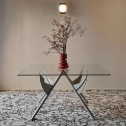 Baleri Italia Dining Tables<President M Polished Aluminum and Glass Dining Table
