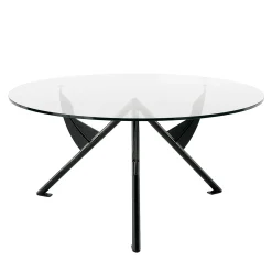 Baleri Italia Dining Tables<President M Round Table with Glass Top and Black Metal Frame