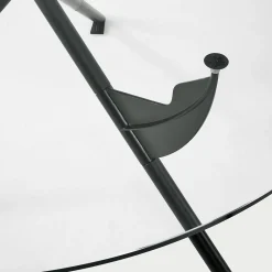 Baleri Italia Dining Tables<President M Round Table with Glass Top and Black Metal Frame