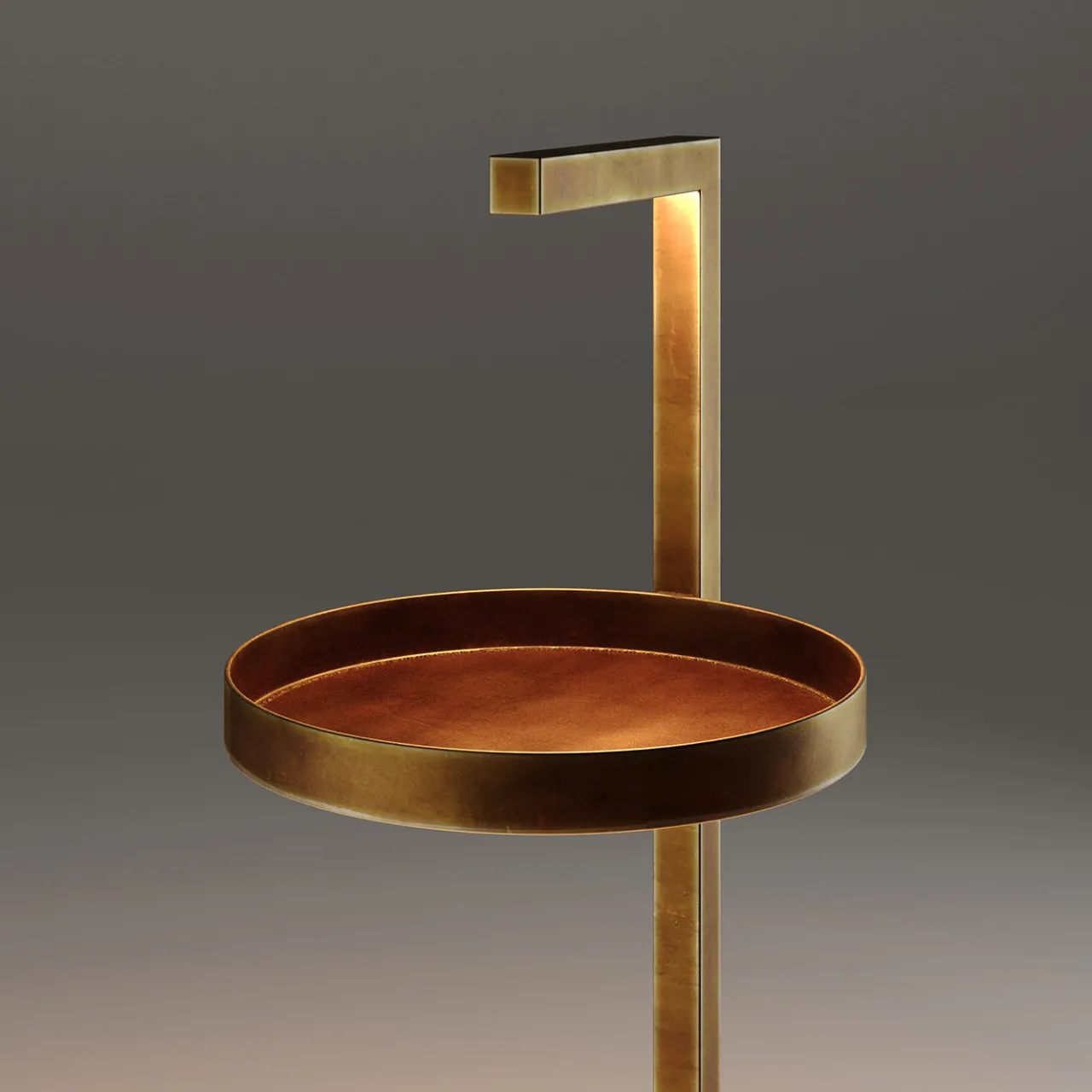 Renzo Serafini Side Tables<Primopiano Brass Side Table with LED Light