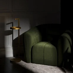 Renzo Serafini Side Tables<Primopiano Brass Side Table with LED Light