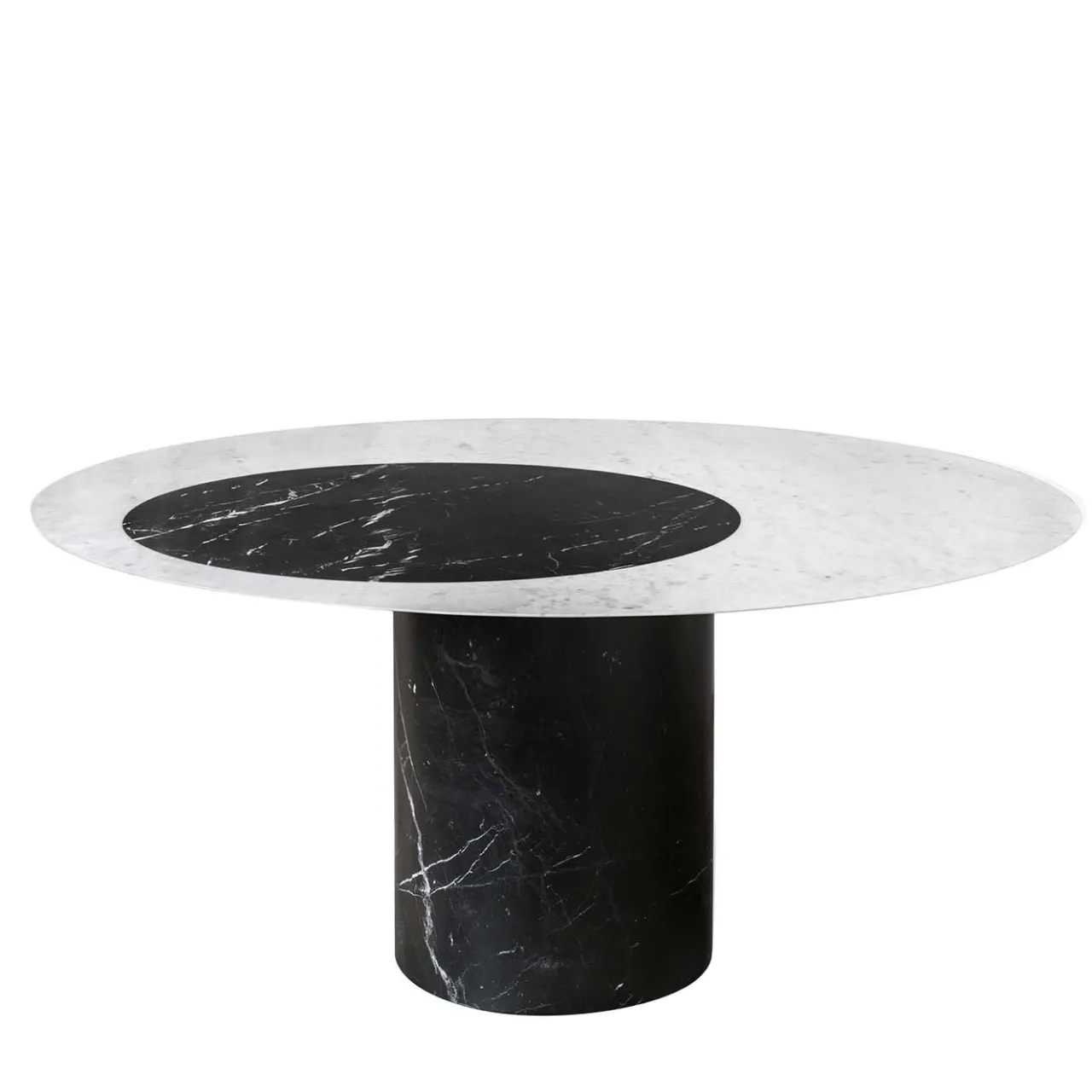 Salvatori Dining Tables<Proiezioni Round Black and White Marble Dining Table #1 by Elisa Ossino