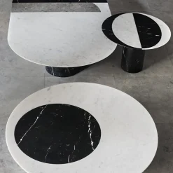 Salvatori Dining Tables<Proiezioni Round Black and White Marble Dining Table #1 by Elisa Ossino
