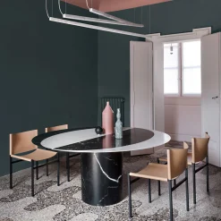 Salvatori Dining Tables<Proiezioni Round Black and White Marble Dining Table #2 by Elisa Ossino